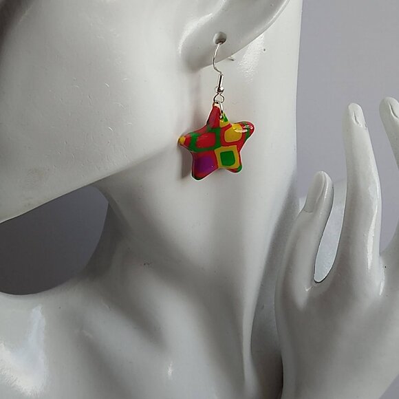 Handmade pink polymer clay earrings. Boucles d'oreilles fait à la main - Picture 6 of 6